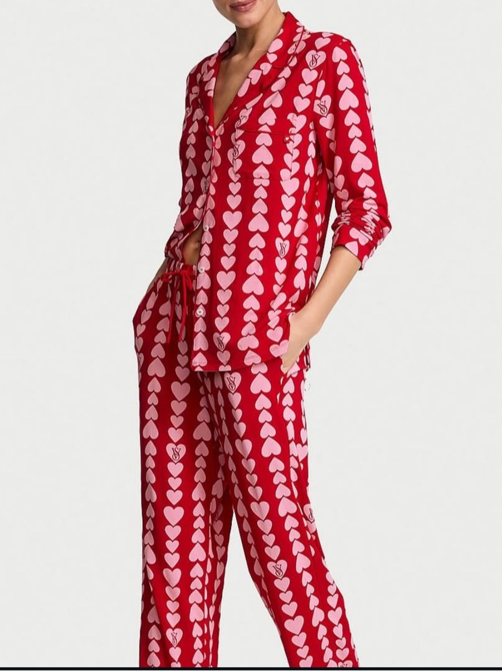 NEW! Victorias Secret satin hearts pajama set